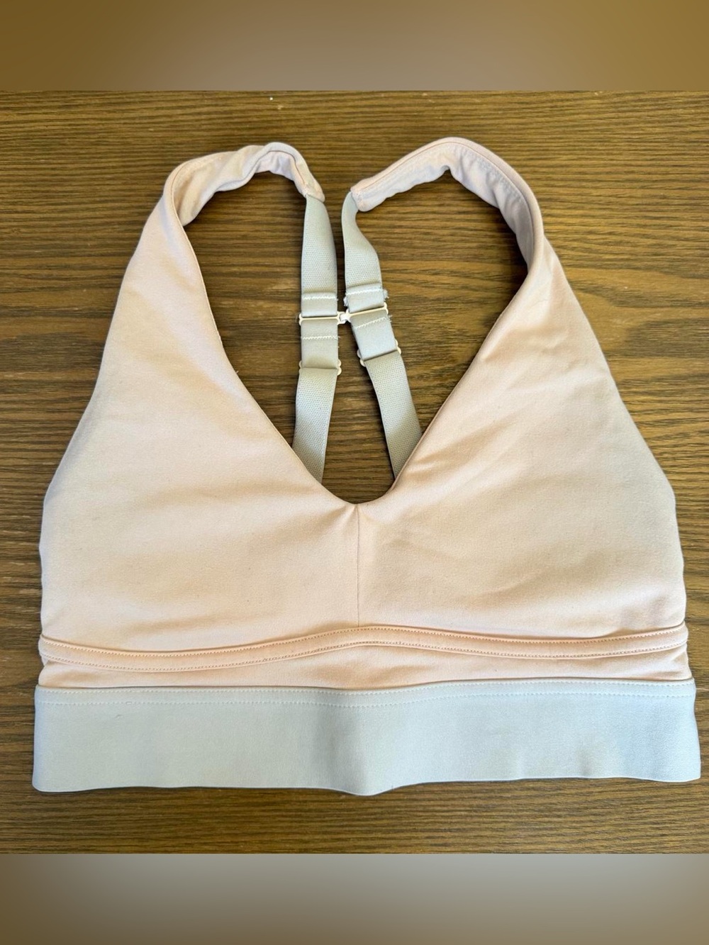 Fabletics Light Pink Tan Adjustable-Strap Sports Bra Medium